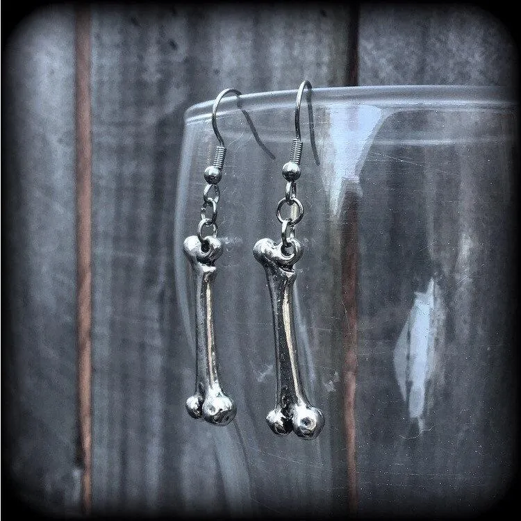 Fibula earrings Leg bone earrings Halloween earrings Tibia earrings Bone earrings Skeleton earrings Gauged earrings Zombie earrings Gauges
