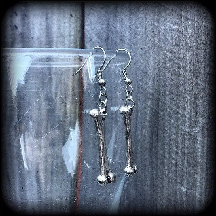 Fibula earrings Leg bone earrings Halloween earrings Tibia earrings Bone earrings Skeleton earrings Gauged earrings Zombie earrings Gauges