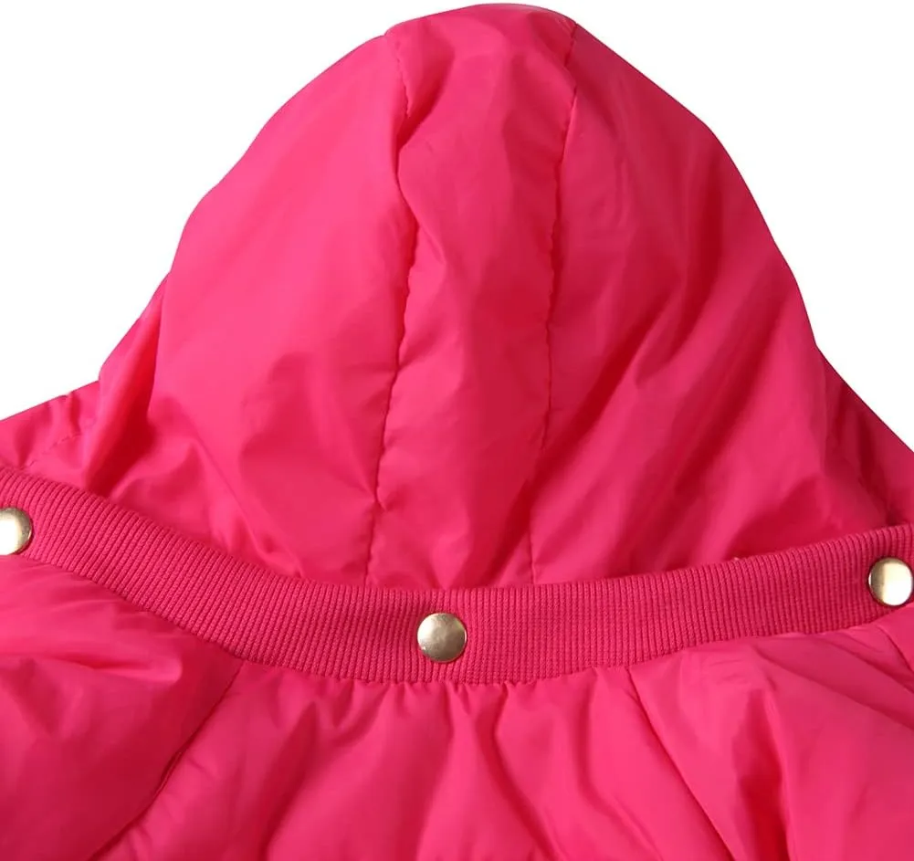 Fleece Lined Dog Coat with Detachable Hood and Detachable Hind Legs,Warm Puppy Jacket in Winter(Pink M)