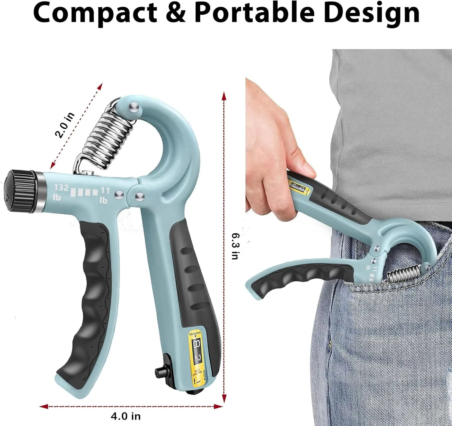 FLYFE Grip Strength Trainer, Plastic, 2 Pack 11-132 lbs, Forearm Strengthener, Hand Squeezer Adjustable Resistance, Hand Grip Strengthener for Muscle Building and Injury Recovery
