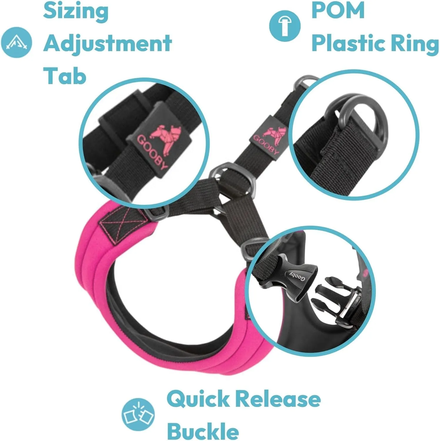 Gooby Escape Free Sport Harness - Black, Large - No Choke Step-in Patented Neoprene Small Dog Harness with Four-Point Adjustment - Perfect on The Go Dog Harness for Medium Dogs No Pull and Small Dogs