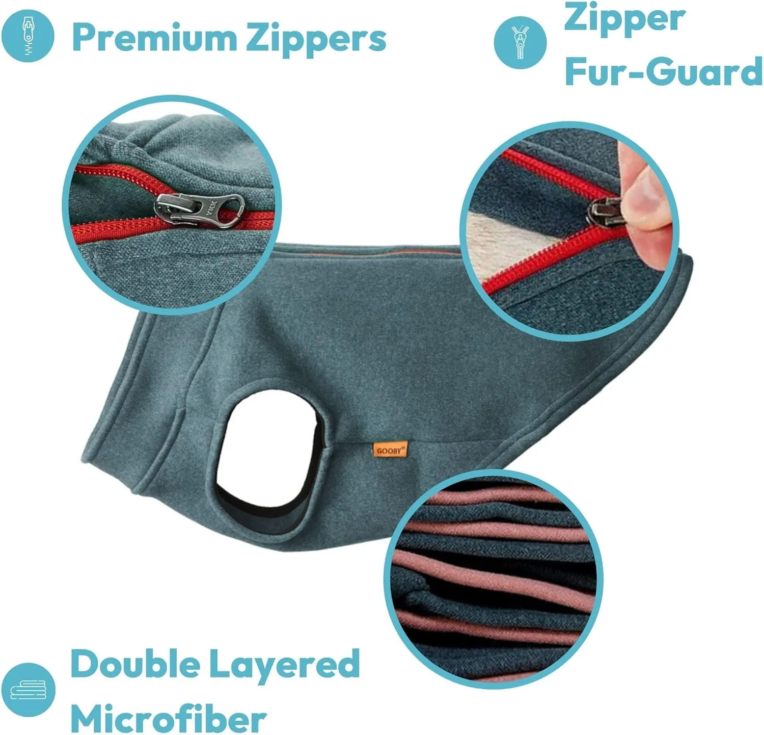 Gooby Zip Up Purple Double Layered Dog Jacket - X-Small, Warm Soft Microfiber Fleece - Step-in for Small Dogs & Medium Dogs