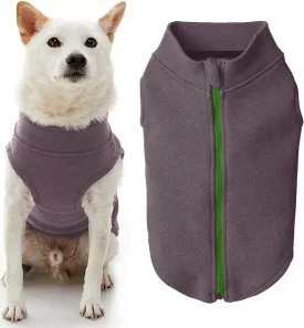 Gooby Zip Up Purple Double Layered Dog Jacket - X-Small, Warm Soft Microfiber Fleece - Step-in for Small Dogs & Medium Dogs