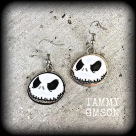 Halloween earrings Jack Skellington earrings Nightmare earrings Skeleton earrings Jack and Sally Tunnel earrings Plug dangles Ear hangers 8g