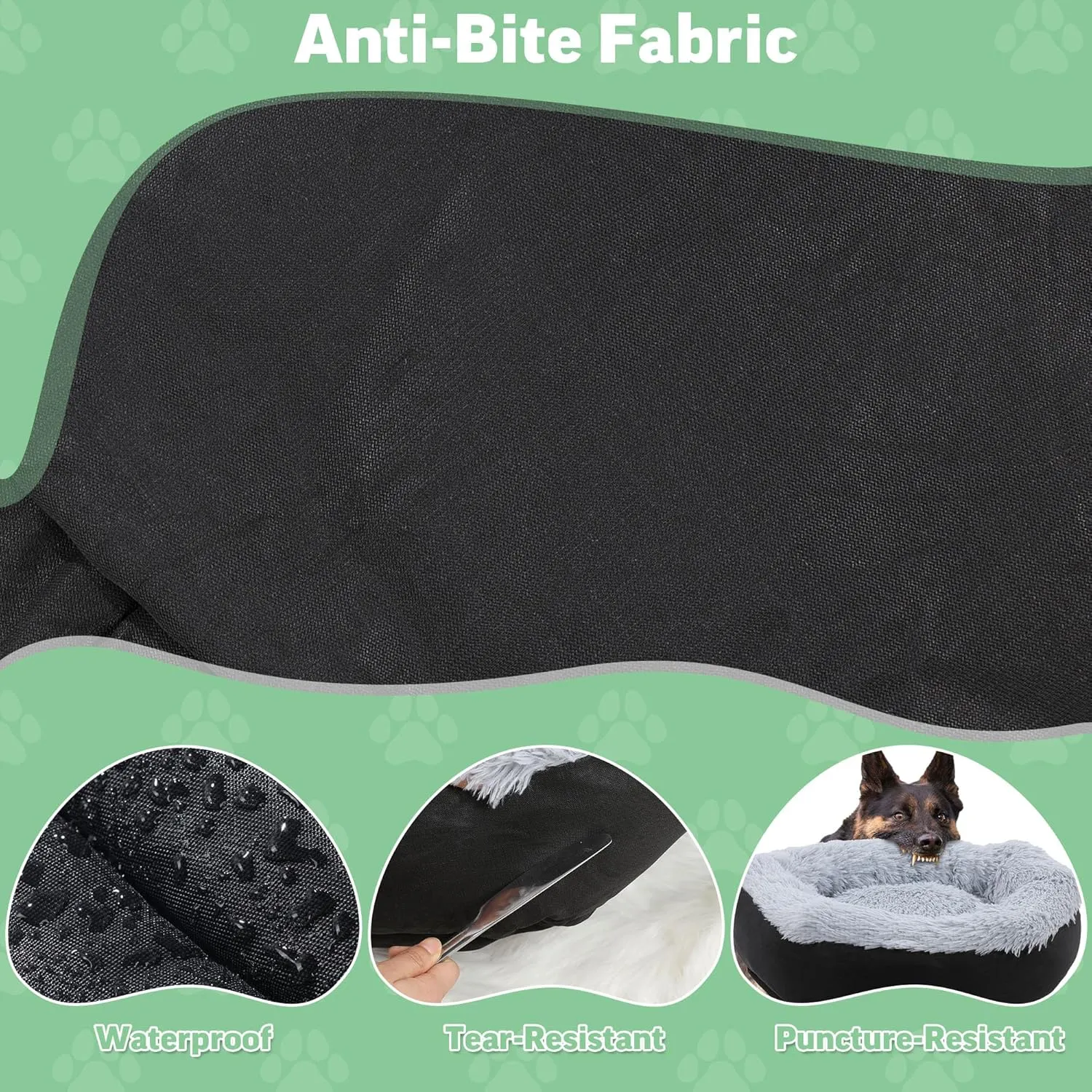 HOMBYS Indestructible Dog Bed, Chew Proof for Aggressive Chewers with Faux Fur Surface, Orthopedic and Durable Tough Pet Bed, Waterproof & Machine Washable-24x24x8 inches