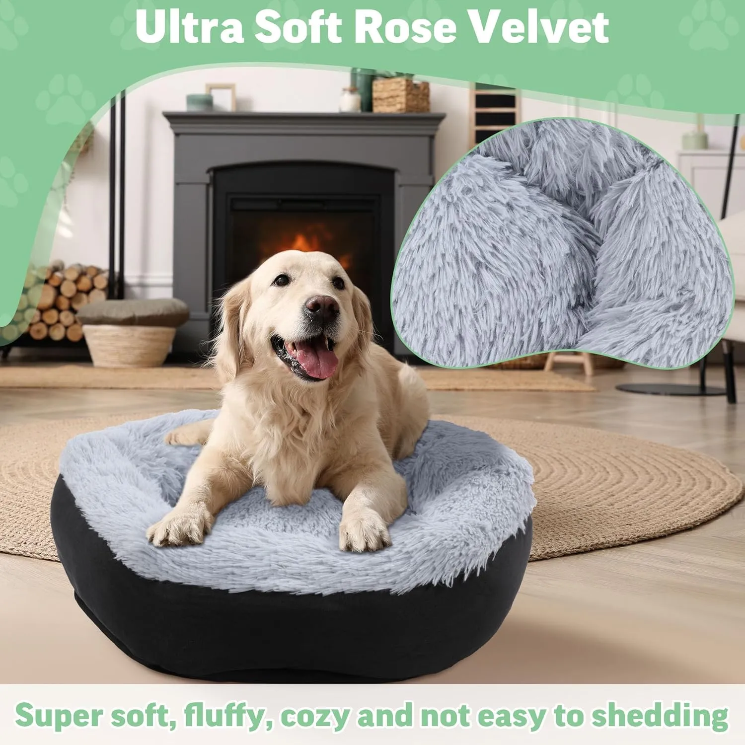 HOMBYS Indestructible Dog Bed, Chew Proof for Aggressive Chewers with Faux Fur Surface, Orthopedic and Durable Tough Pet Bed, Waterproof & Machine Washable-24x24x8 inches