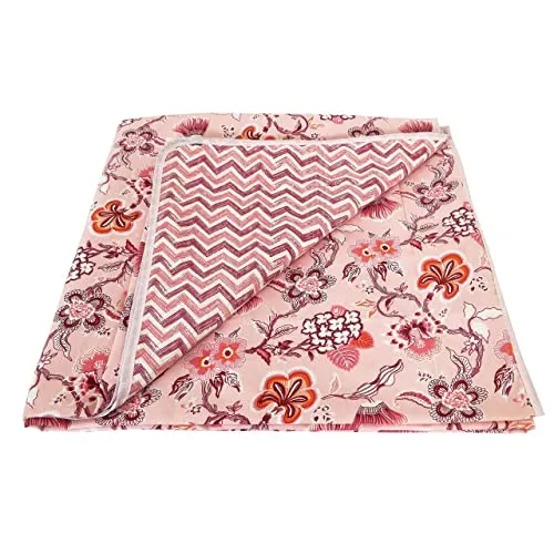 HomyReef 100% Pure Cotton Reversible Soft Lightweight Printed Double Bed Blanket/AC Dohar/Skin Friendly Summer Special Dohar (Design 11, Single Bed - 85x55 Inch)
