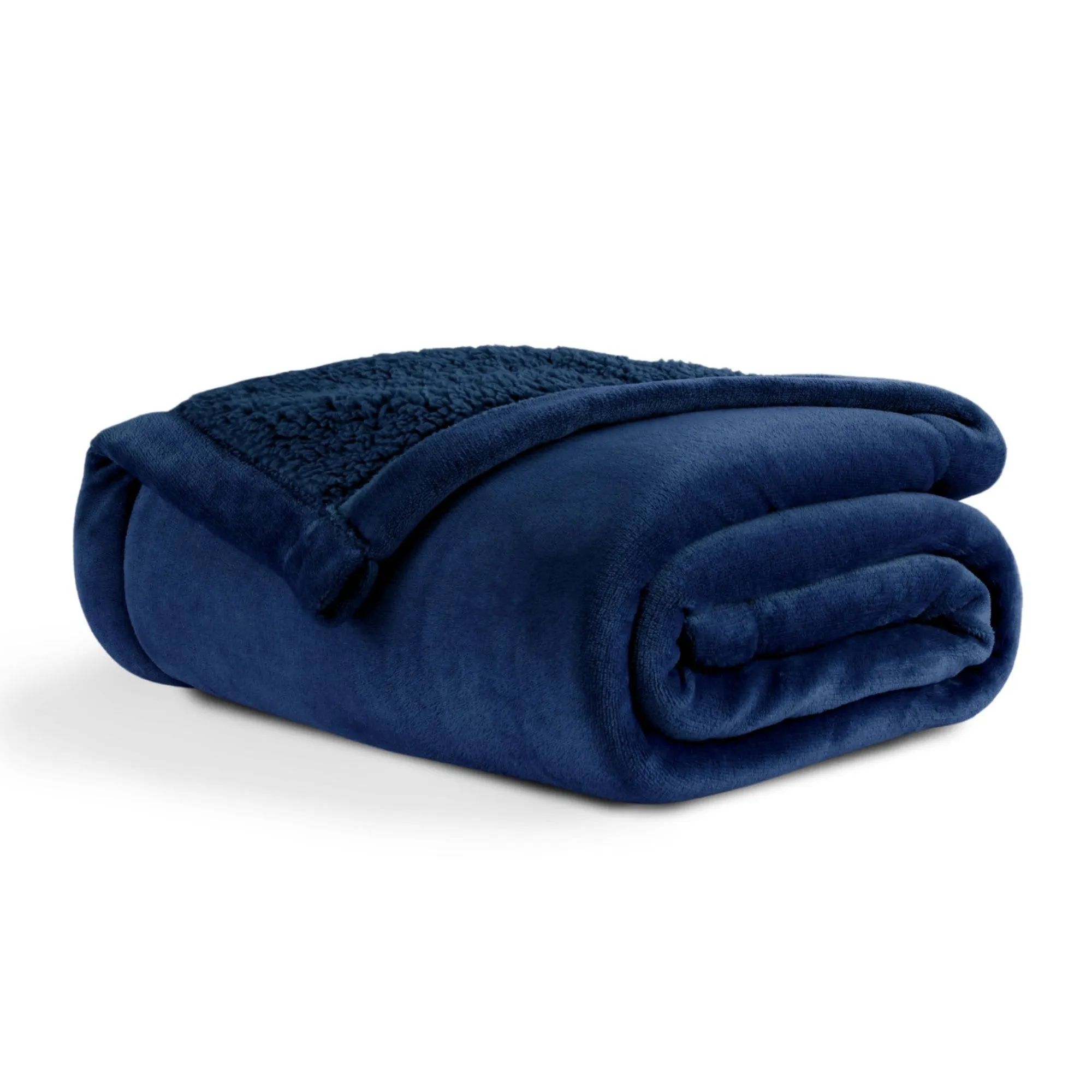 Hudson Fleece and Sherpa Reverse Throw Blanket Midnight Blue