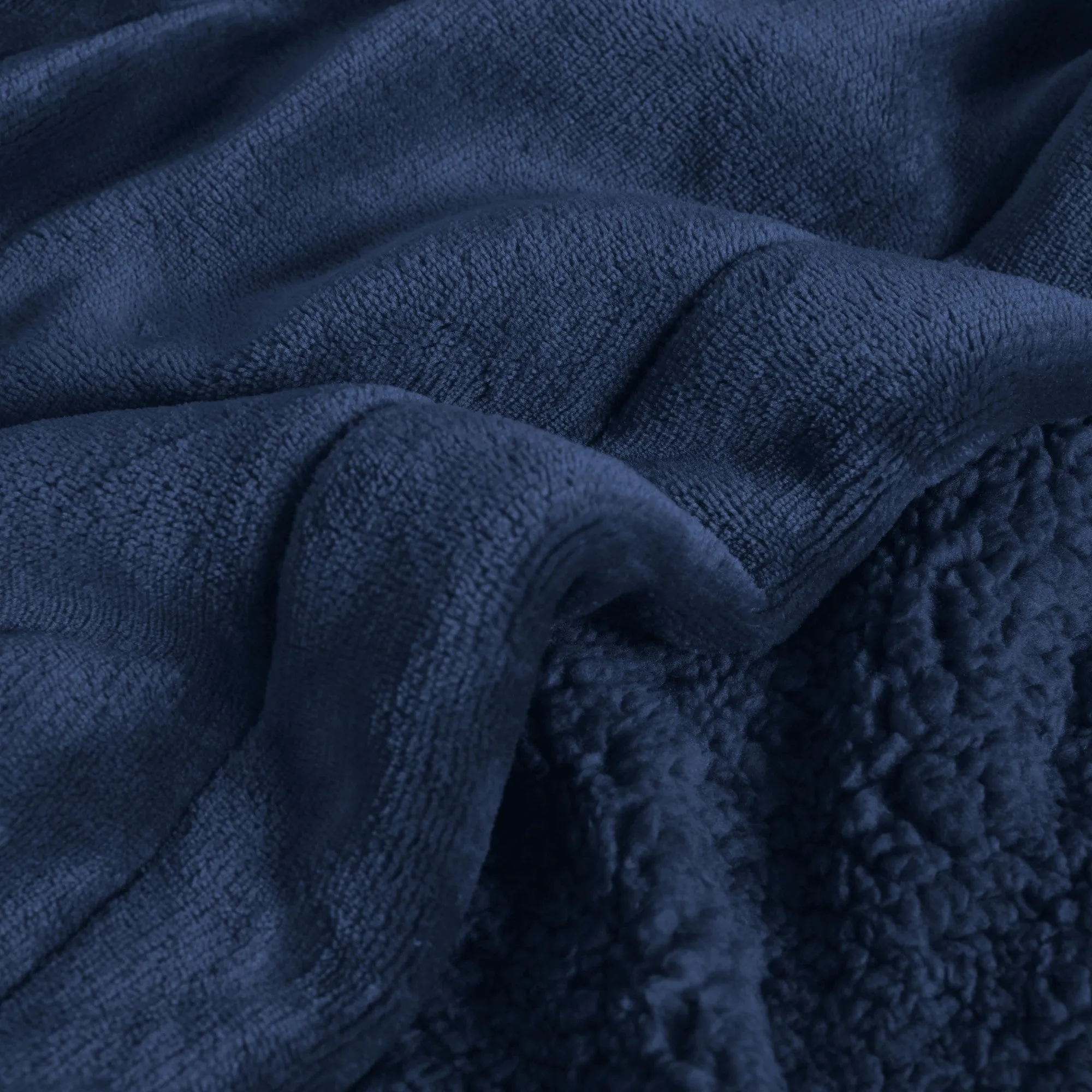 Hudson Fleece and Sherpa Reverse Throw Blanket Midnight Blue