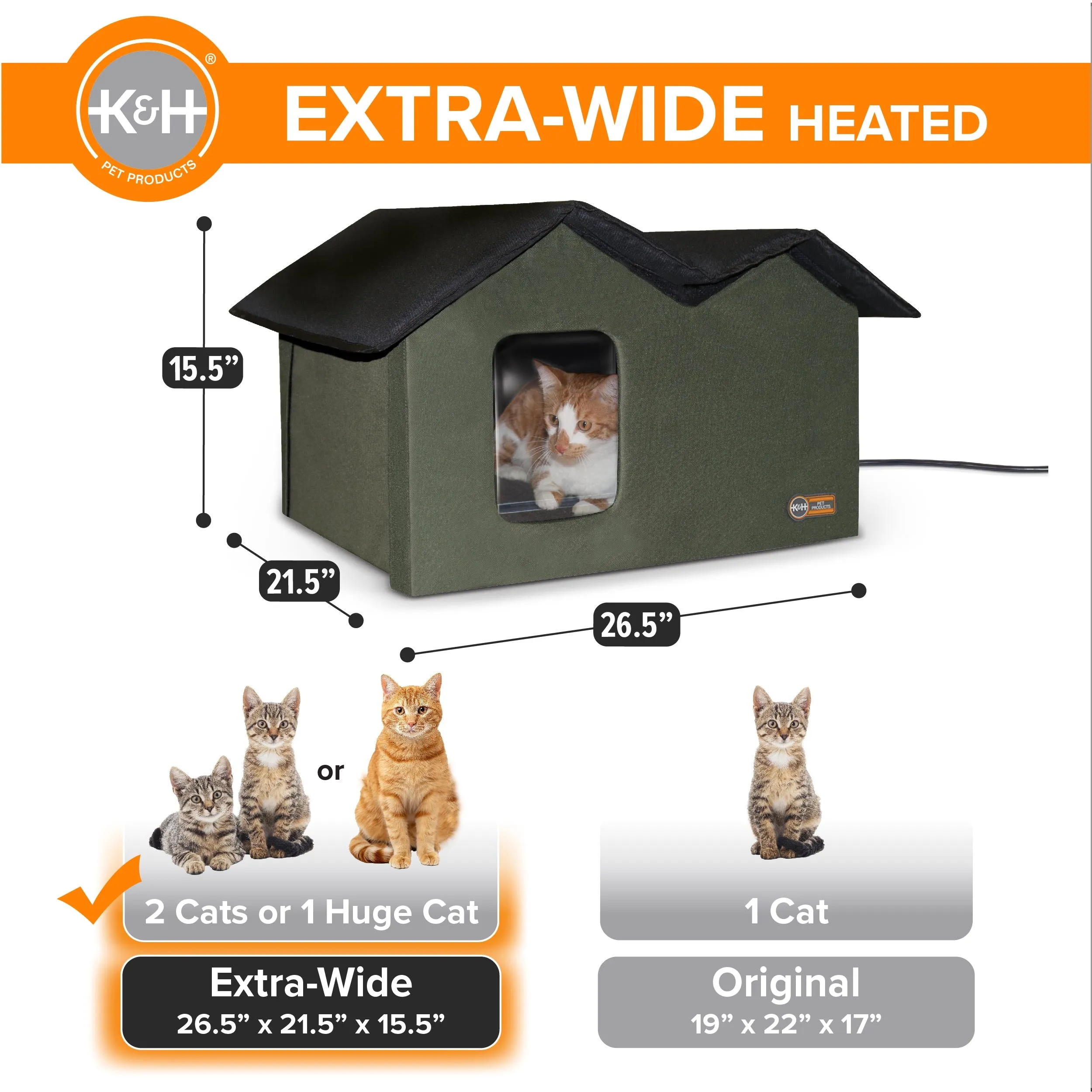 K&H Thermo Outdoor Kitty House Extra-Wide (Heated & Unheated)