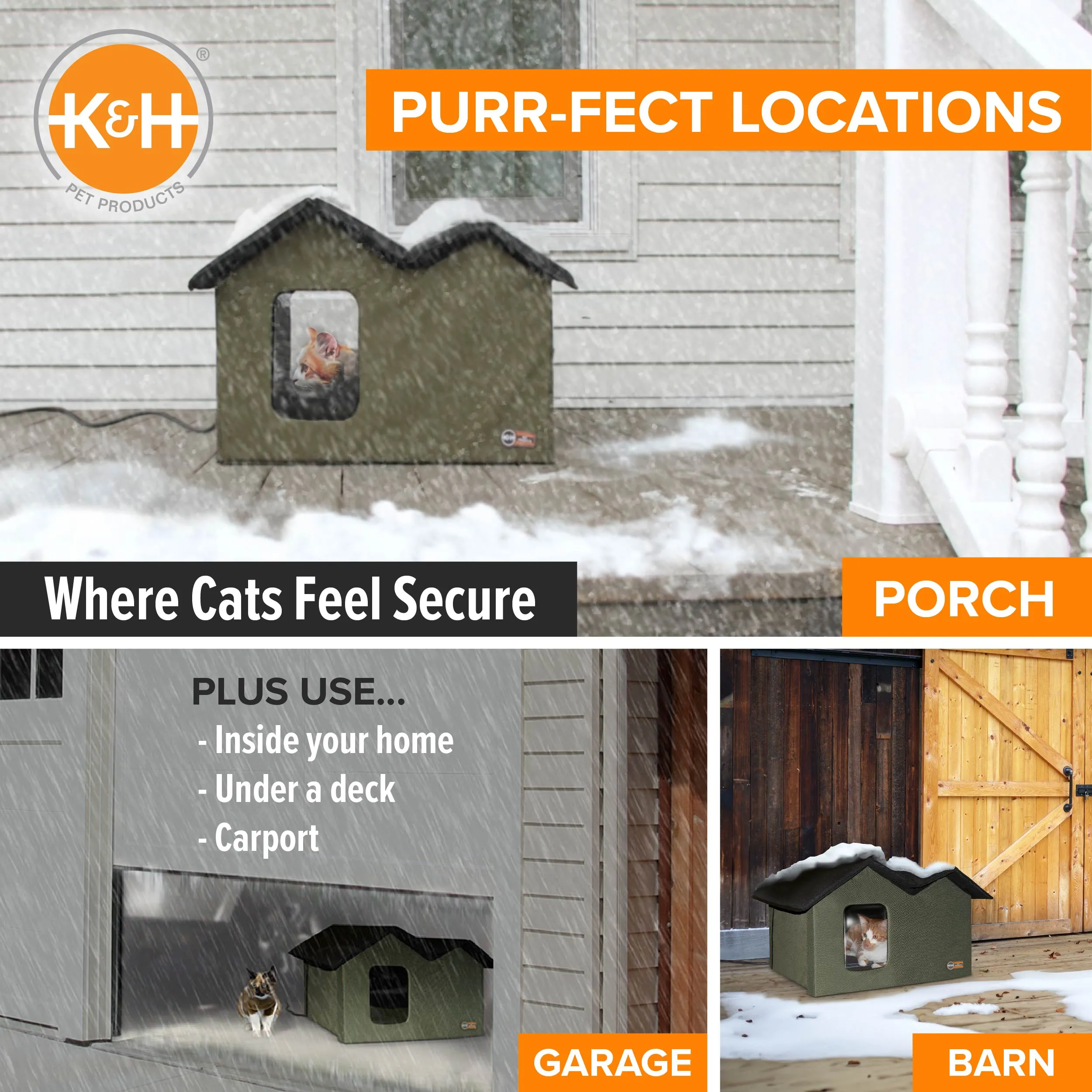 K&H Thermo Outdoor Kitty House Extra-Wide (Heated & Unheated)