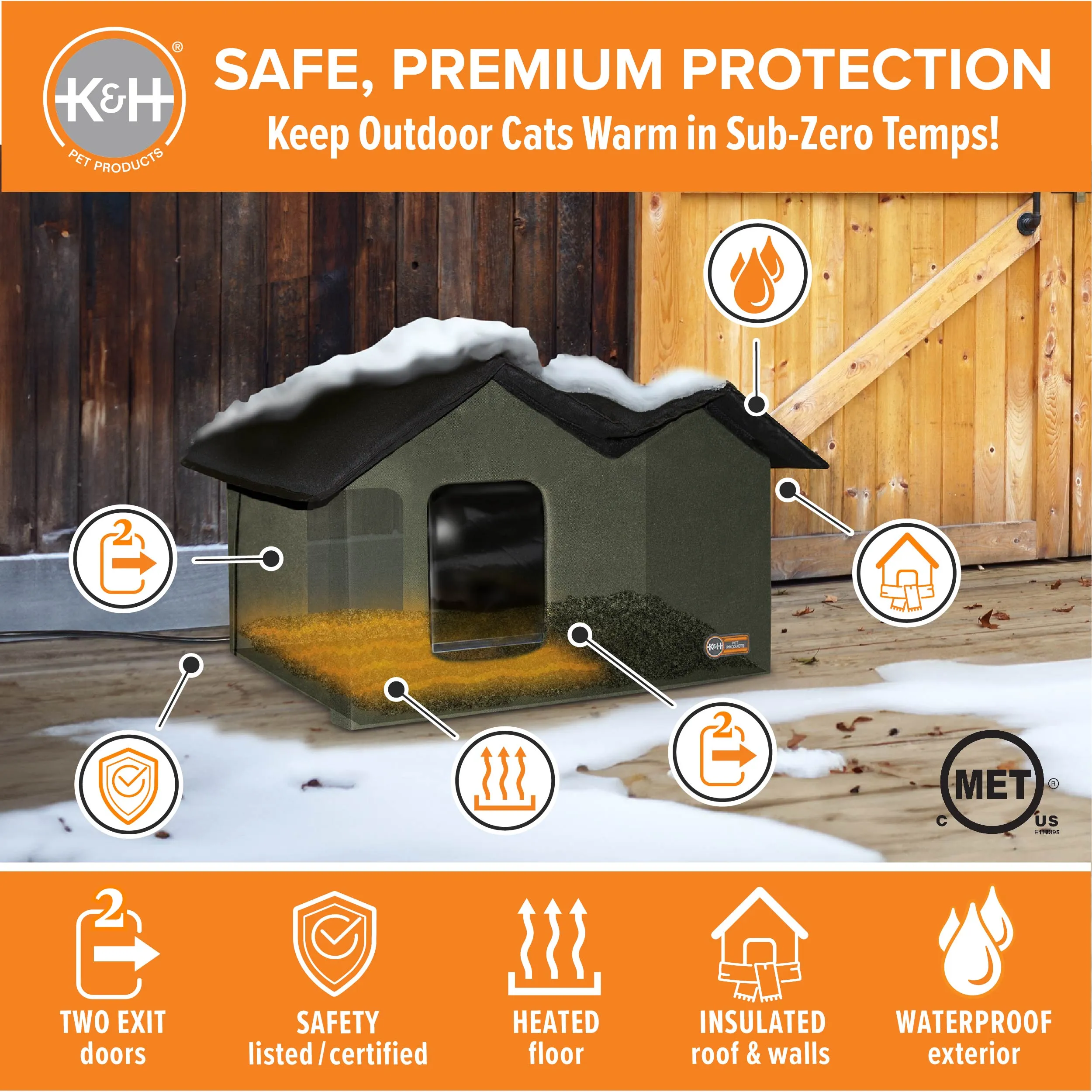 K&H Thermo Outdoor Kitty House Extra-Wide (Heated & Unheated)