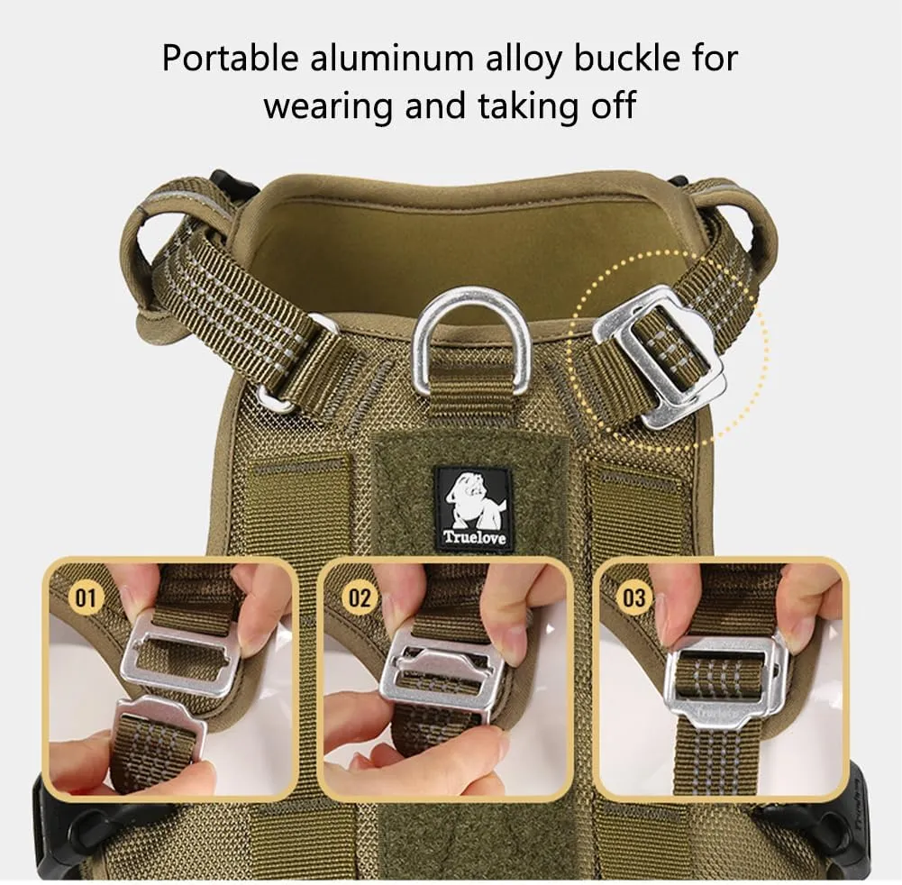 La La Pet Escape Proof Dog Harness with Soft Control Handle Tactical Vest for Medium Large Dogs Multifunctional Pet Training Activities Outfit Black M