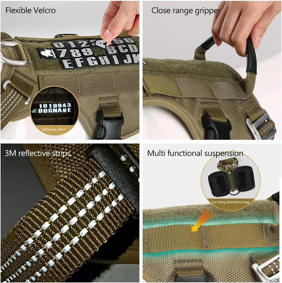 La La Pet Escape Proof Dog Harness with Soft Control Handle Tactical Vest for Medium Large Dogs Multifunctional Pet Training Activities Outfit Black M