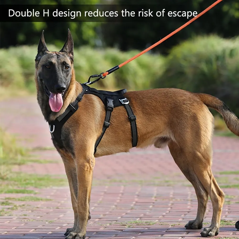 La La Pet Escape Proof Dog Harness with Soft Control Handle Tactical Vest for Medium Large Dogs Multifunctional Pet Training Activities Outfit Black M