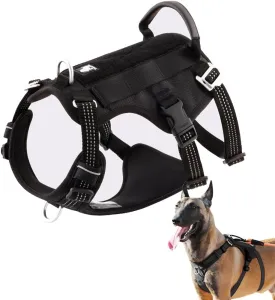 La La Pet Escape Proof Dog Harness with Soft Control Handle Tactical Vest for Medium Large Dogs Multifunctional Pet Training Activities Outfit Black M