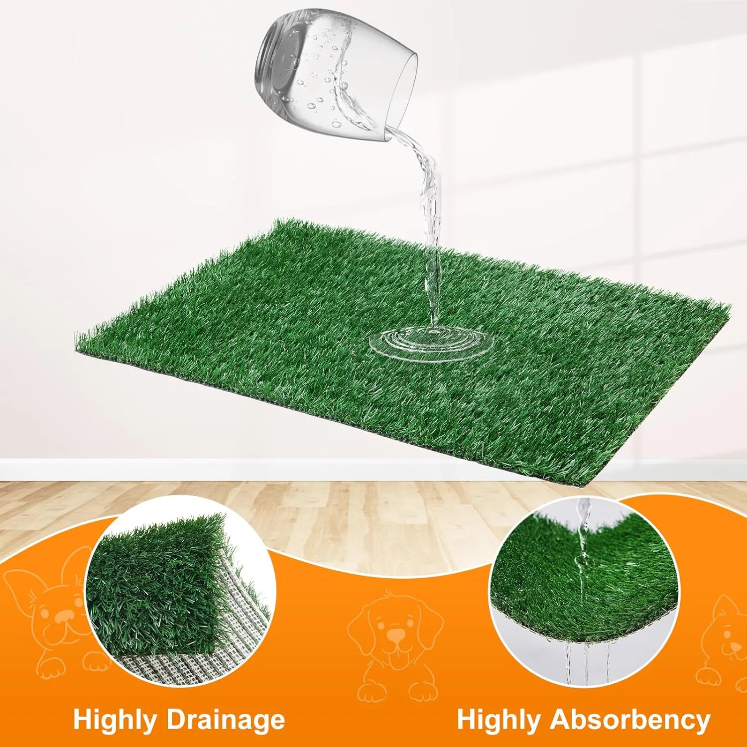 LOOBANI Dog Grass Pad with Tray - Dog Litter Box - Indoor Potty for Apartment and Patio Training - with 2 Packs Grass Pee Pads for Replacement, 2025 Inch