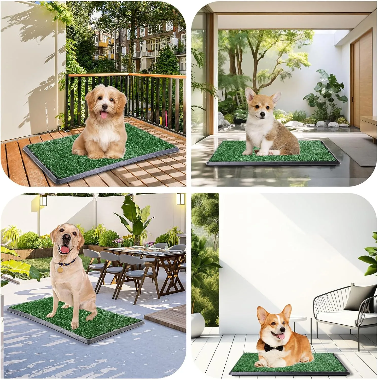 LOOBANI Dog Grass Pad with Tray - Dog Litter Box - Indoor Potty for Apartment and Patio Training - with 2 Packs Grass Pee Pads for Replacement, 2025 Inch
