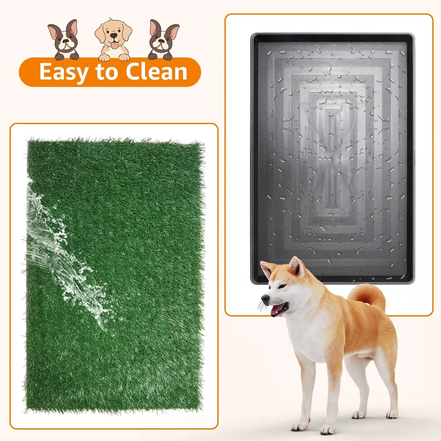 LOOBANI Dog Grass Pad with Tray - Dog Litter Box - Indoor Potty for Apartment and Patio Training - with 2 Packs Grass Pee Pads for Replacement, 2025 Inch