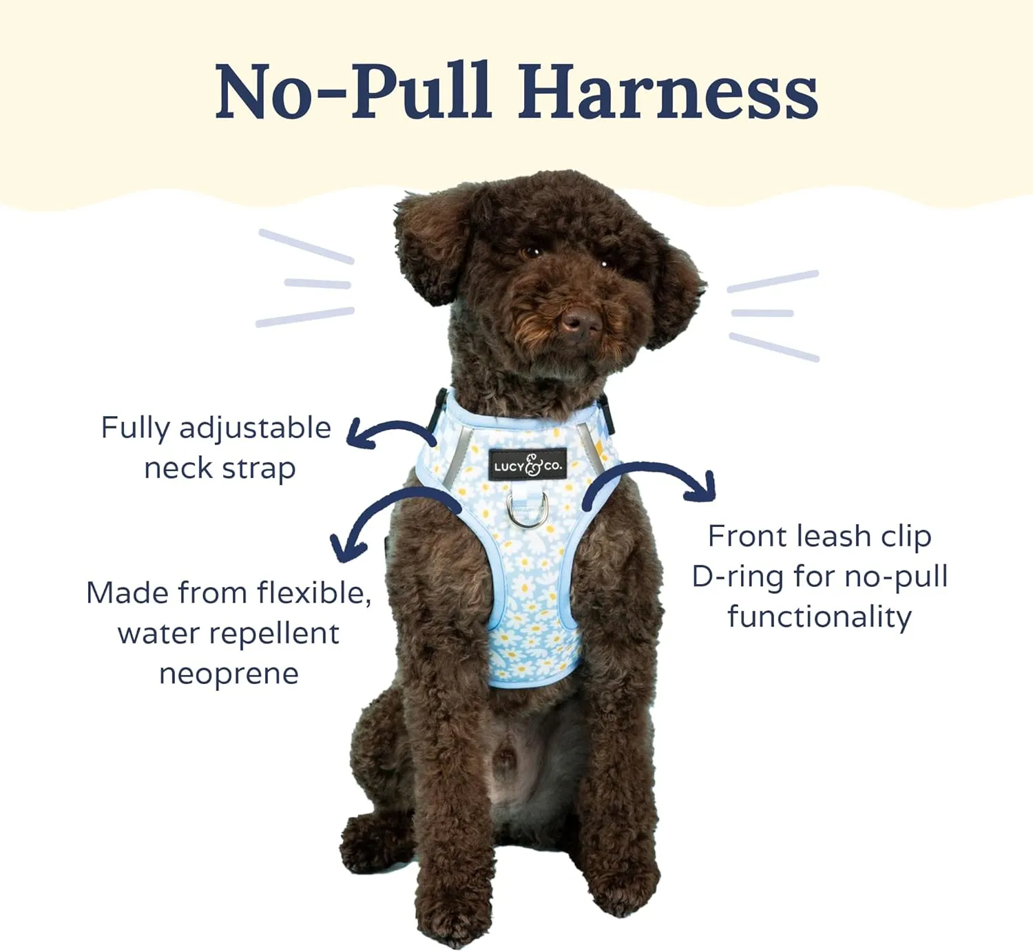 Lucy & Co. The Simply Splendid No-Pull Dog Harness  Size Medium  Vest to Stop Pulling & Walk Easy  Comfortable Leash Training Product w/Adjustable Chest & Neck Straps