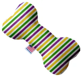 Mardi Gras Stripes Stuffing Free 10 Inch Bone Dog Toy