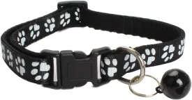 MJIYA Cat Collar with Bell, Breakaway Grid Collar with Plastic Buckle, Light Adjustable, Nylon, Kitty Collars (Black)