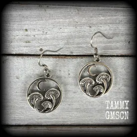 Mushroom and crescent moon earrings-Fairycore earrings