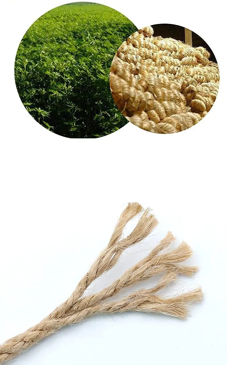 Nature Hemp Rope,1/4inch Heavy Duty Jute Twine for Cat Tree and Tower, DIY Scratcher Scratching Post Replacement, Pad, Crafts Gardening Hammock Home Decorating(66FT)