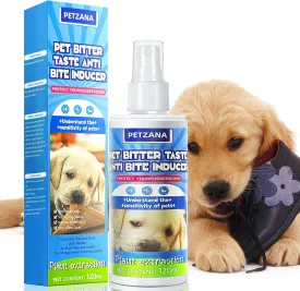 No Chew Spray for Dogs & Bitter Apple Anti-Chew Repellent, Protect Furniture & Belongings, Safe Indoor/Outdoor Training Aid, Natural Ingredients for Puppies & Adult Dogs, Portable 120ML