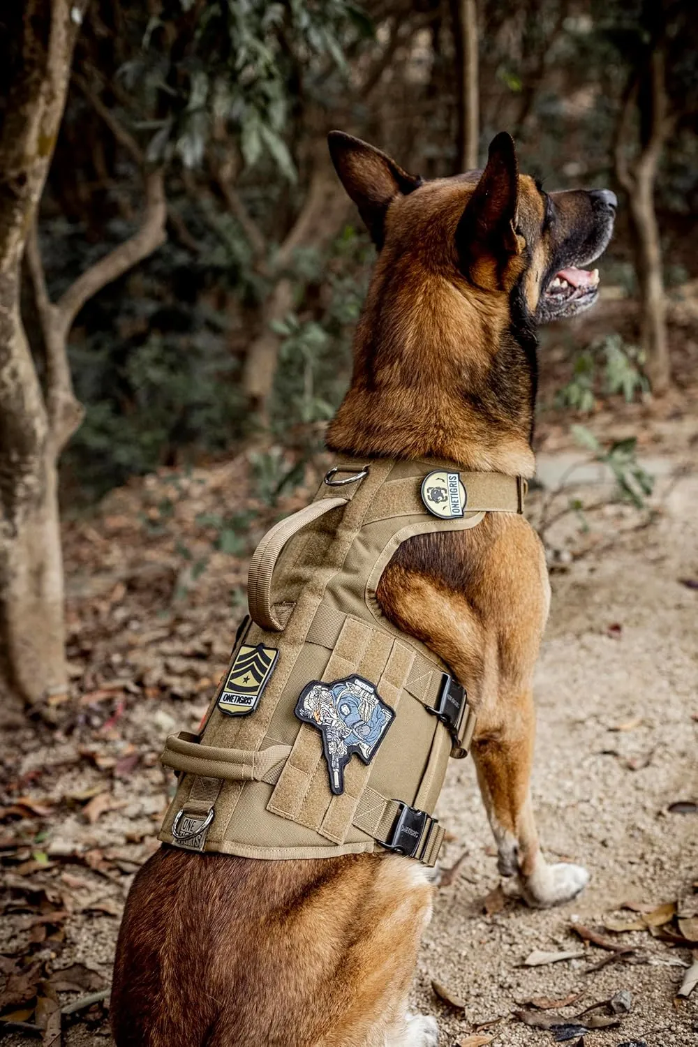 OneTigris Tactical Large Dog Harness, 5X Metal Buckled No Pull Service Dog Harness Vest with Hook & Loop Panels, Military Heavy Duty Dog Vest for Walking Hiking Training