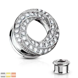 PAIR Gem Paved Braided Swirl Double Flare Tunnels