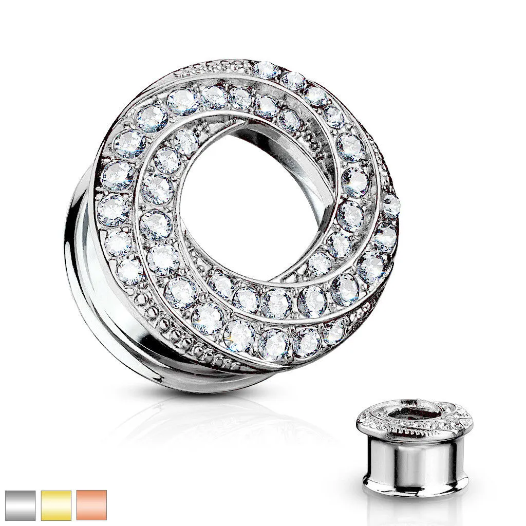 PAIR Gem Paved Braided Swirl Double Flare Tunnels