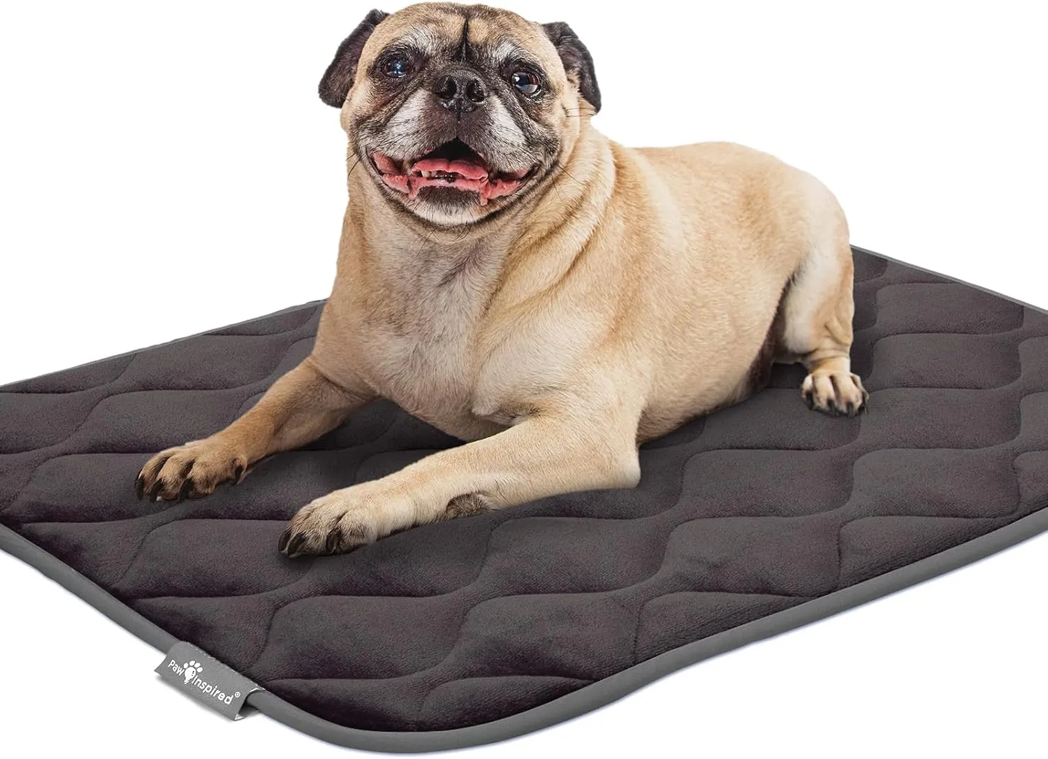 Paw Inspired Washable Padded Crate Mats for Dogs | 29 x 18 Pad, Fits 30-inch Kennels | Leakproof, Waterproof Bottom, Plush Pet Beds (Gray)