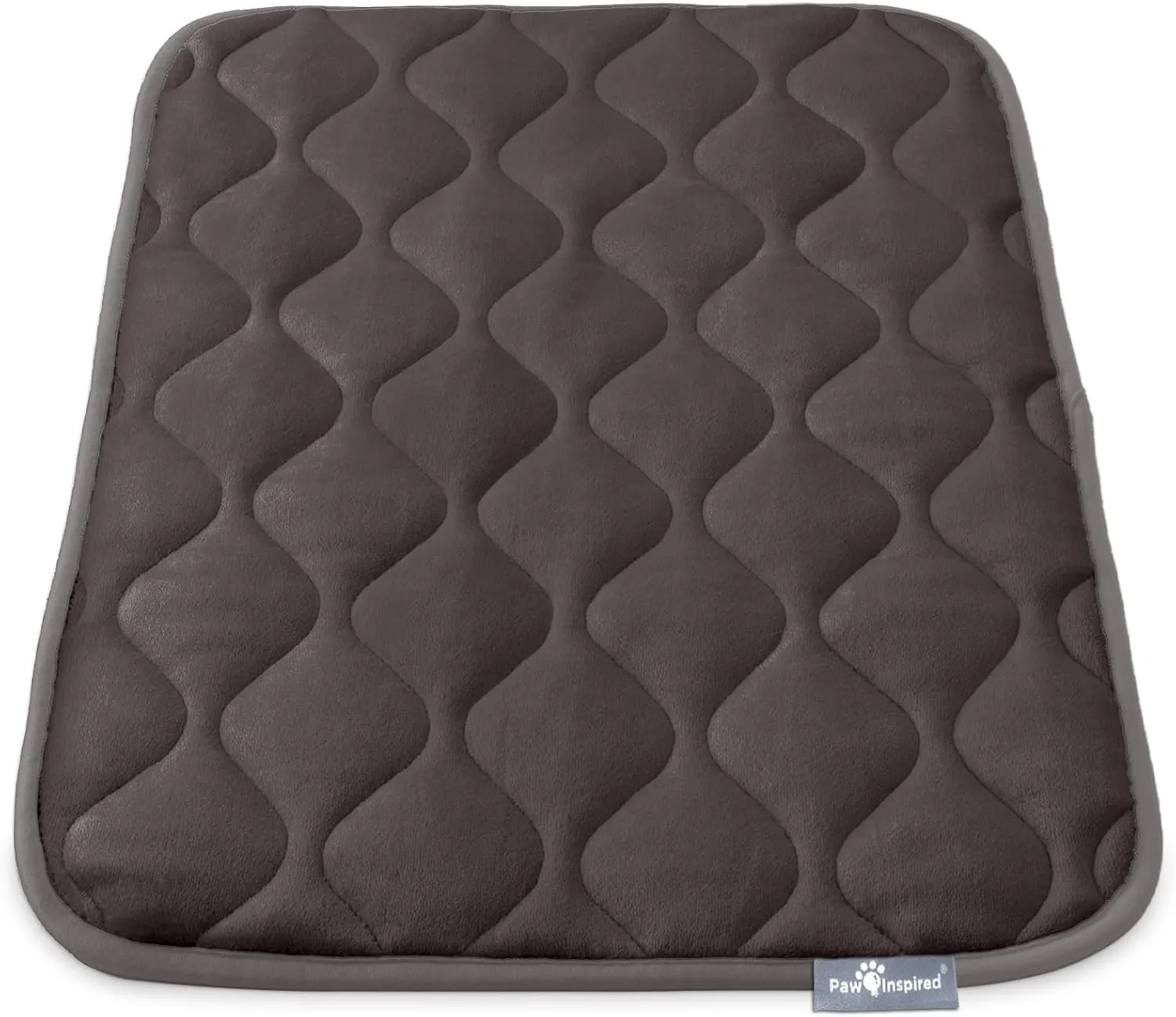 Paw Inspired Washable Padded Crate Mats for Dogs | 29 x 18 Pad, Fits 30-inch Kennels | Leakproof, Waterproof Bottom, Plush Pet Beds (Gray)