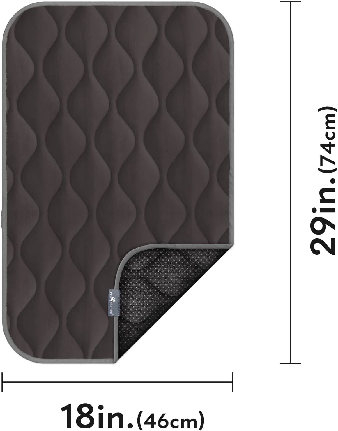 Paw Inspired Washable Padded Crate Mats for Dogs | 29 x 18 Pad, Fits 30-inch Kennels | Leakproof, Waterproof Bottom, Plush Pet Beds (Gray)
