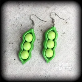 Pea Pod earrings, Vegetable earrings, Food jewelry, Muchies earrings, Vegan earrings, Gufts for vegans, For pierced ears or stretched lobes