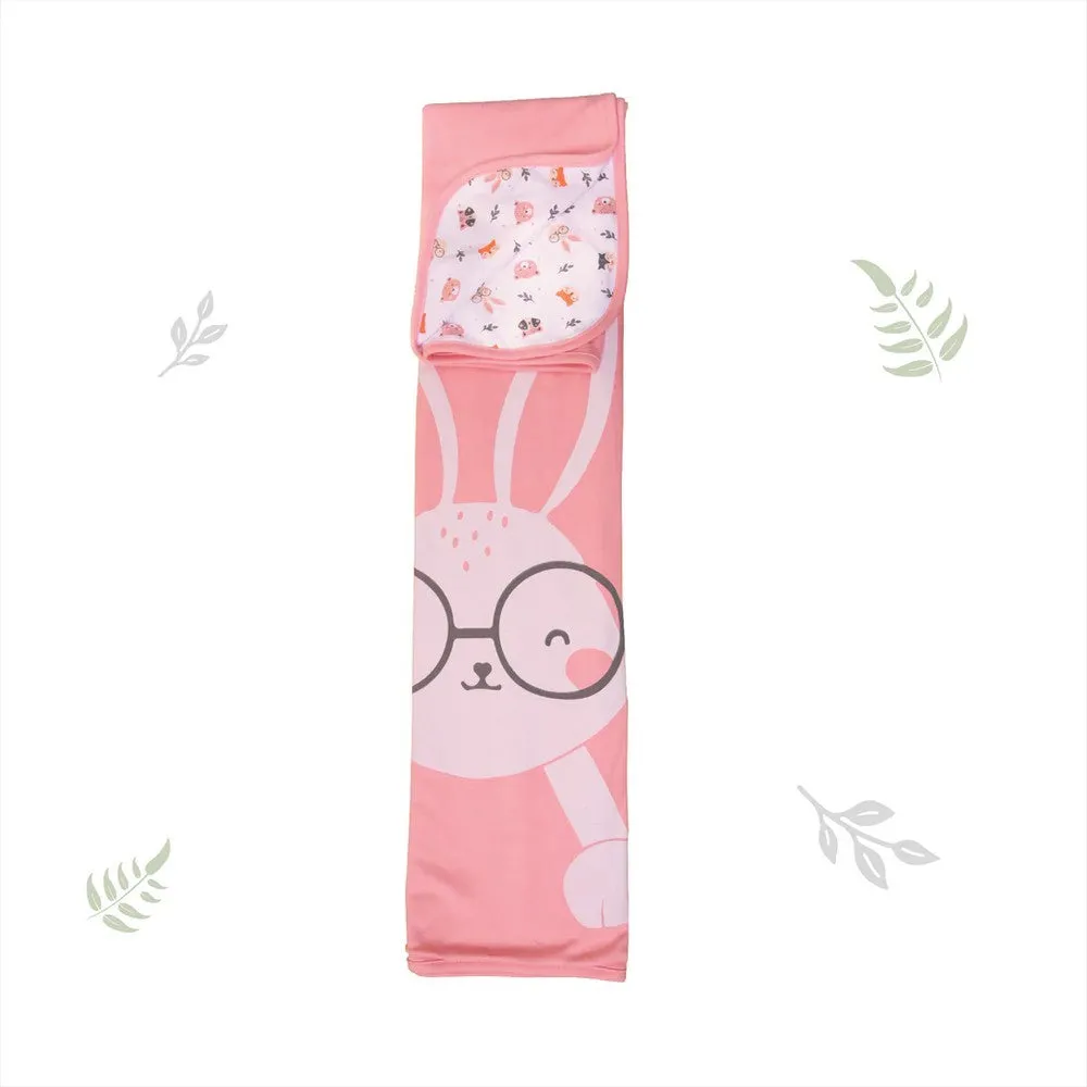 Pink Bunny Theme Reversible Cotton Muslin Blankets