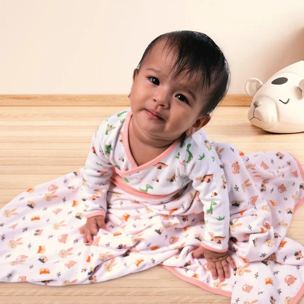 Pink Bunny Theme Reversible Cotton Muslin Blankets