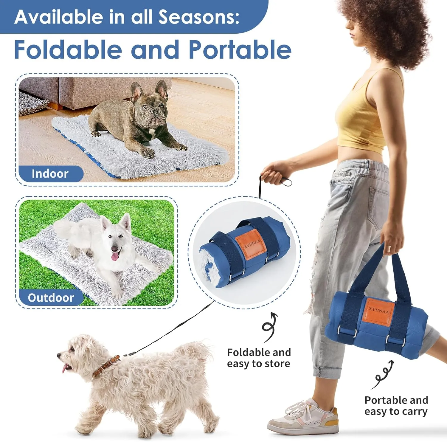 Portable Dog Bed Mat for Medium Dogs, 30 x20 inch Washable Dog Crate Pad, Soft Fluffy Kennel Sleeping Mattress for Outdoor Indoor Waterproof and wear-Resistant (Medium)