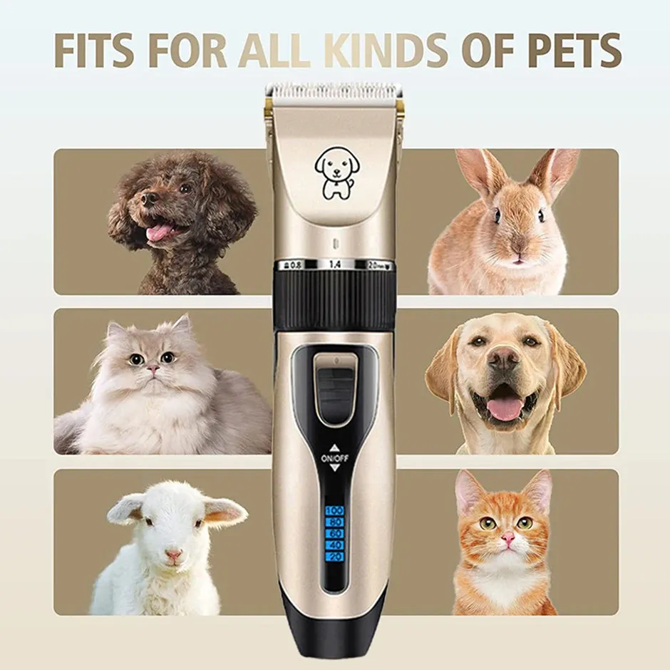 Professional Rechargeable Pet Hair Clipper Set - Low Noise Grooming for Dogs, Cats, and More