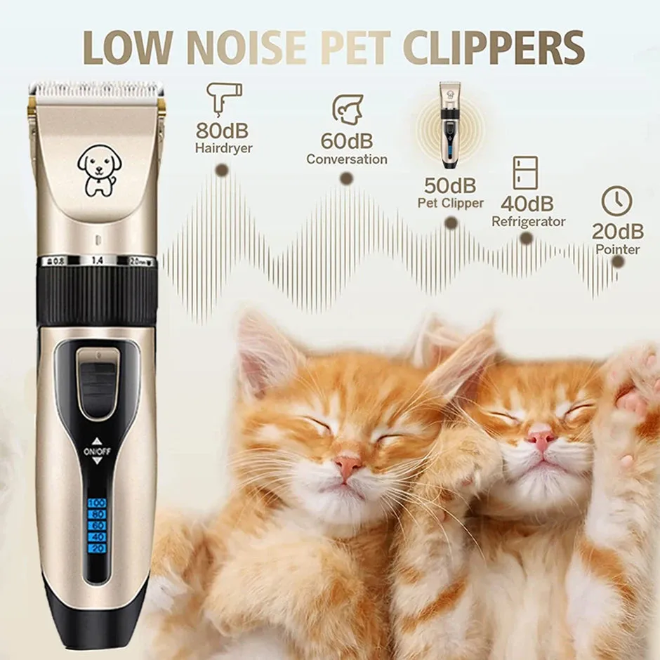 Professional Rechargeable Pet Hair Clipper Set - Low Noise Grooming for Dogs, Cats, and More
