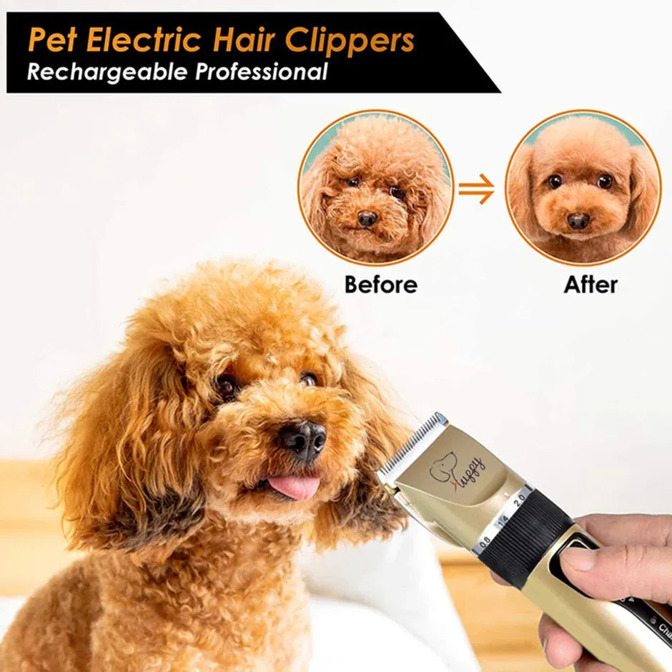 Professional Rechargeable Pet Hair Clipper Set - Low Noise Grooming for Dogs, Cats, and More