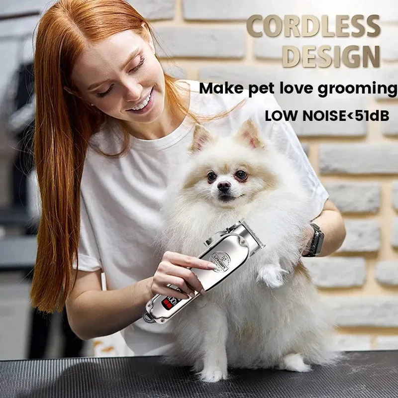 Professional Rechargeable Pet Hair Clipper Set - Low Noise Grooming for Dogs, Cats, and More