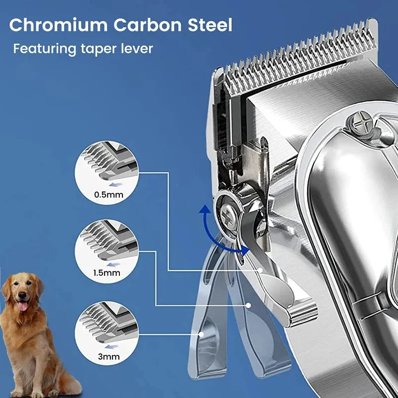 Professional Rechargeable Pet Hair Clipper Set - Low Noise Grooming for Dogs, Cats, and More