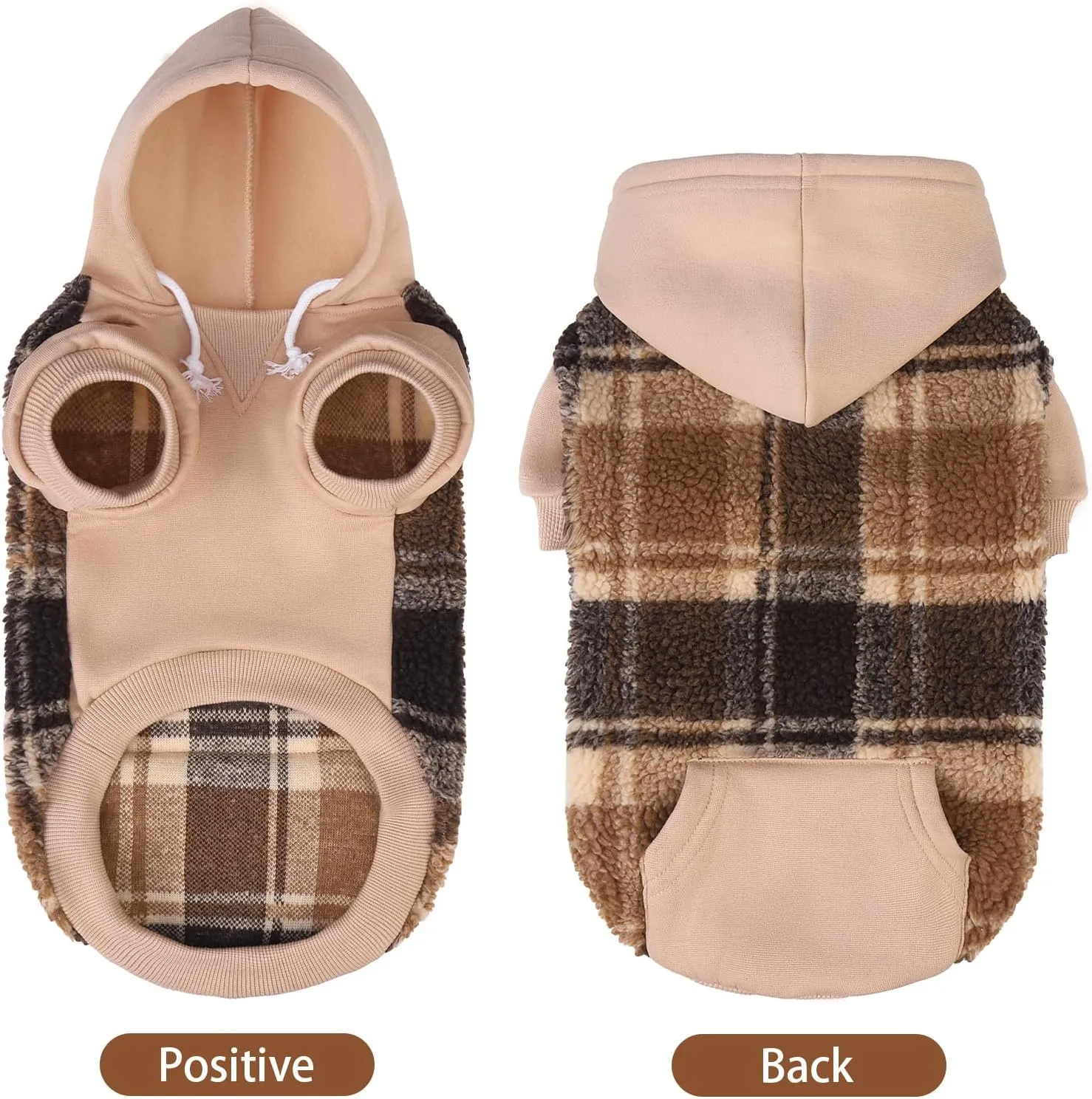 PUPTECK Dog Hoodie Puppy Sweatshirt Warm Dog Sweater Winter Clothes Cold Weather Coats for Small Medium Large Dogs, Brown, XS