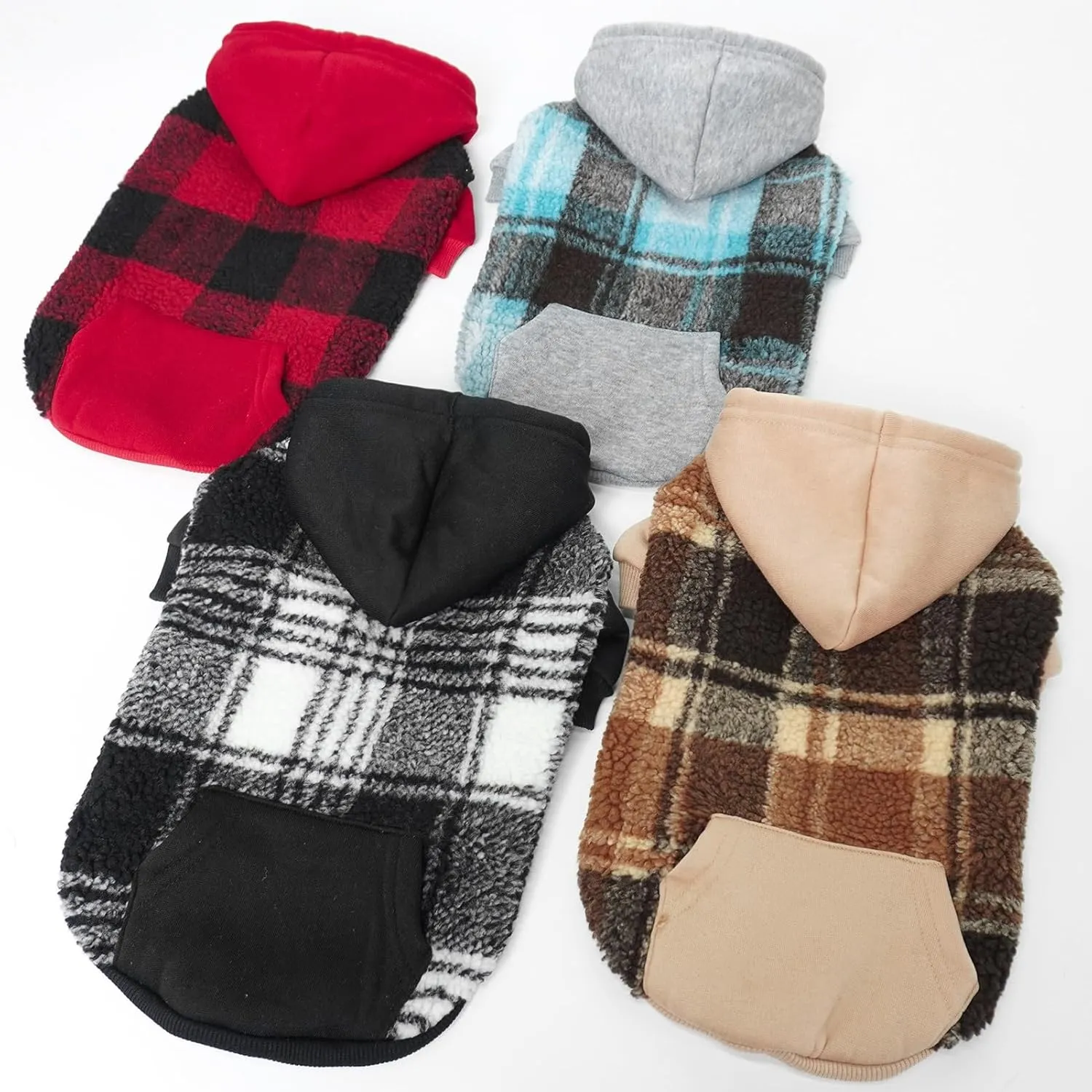 PUPTECK Dog Hoodie Puppy Sweatshirt Warm Dog Sweater Winter Clothes Cold Weather Coats for Small Medium Large Dogs, Brown, XS