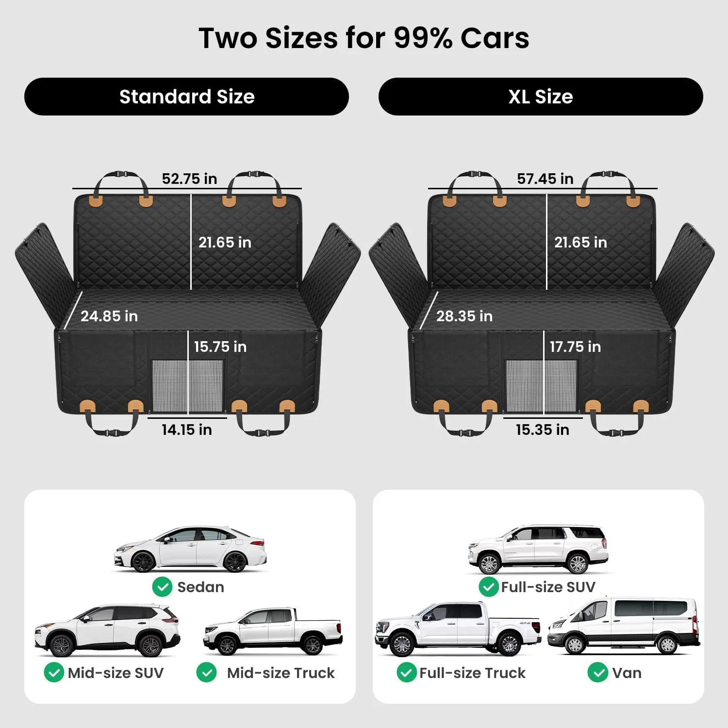 REEVAA Dog Truck Seat Cover for Back Seat, Hard Bottom Dog Hammock for Car, Pet Bed Extender for 2-4 Large Dogs, Waterproof Seat Protector, Universal XL Size Fits for Crew Cab Truck/SUV, Black Orange