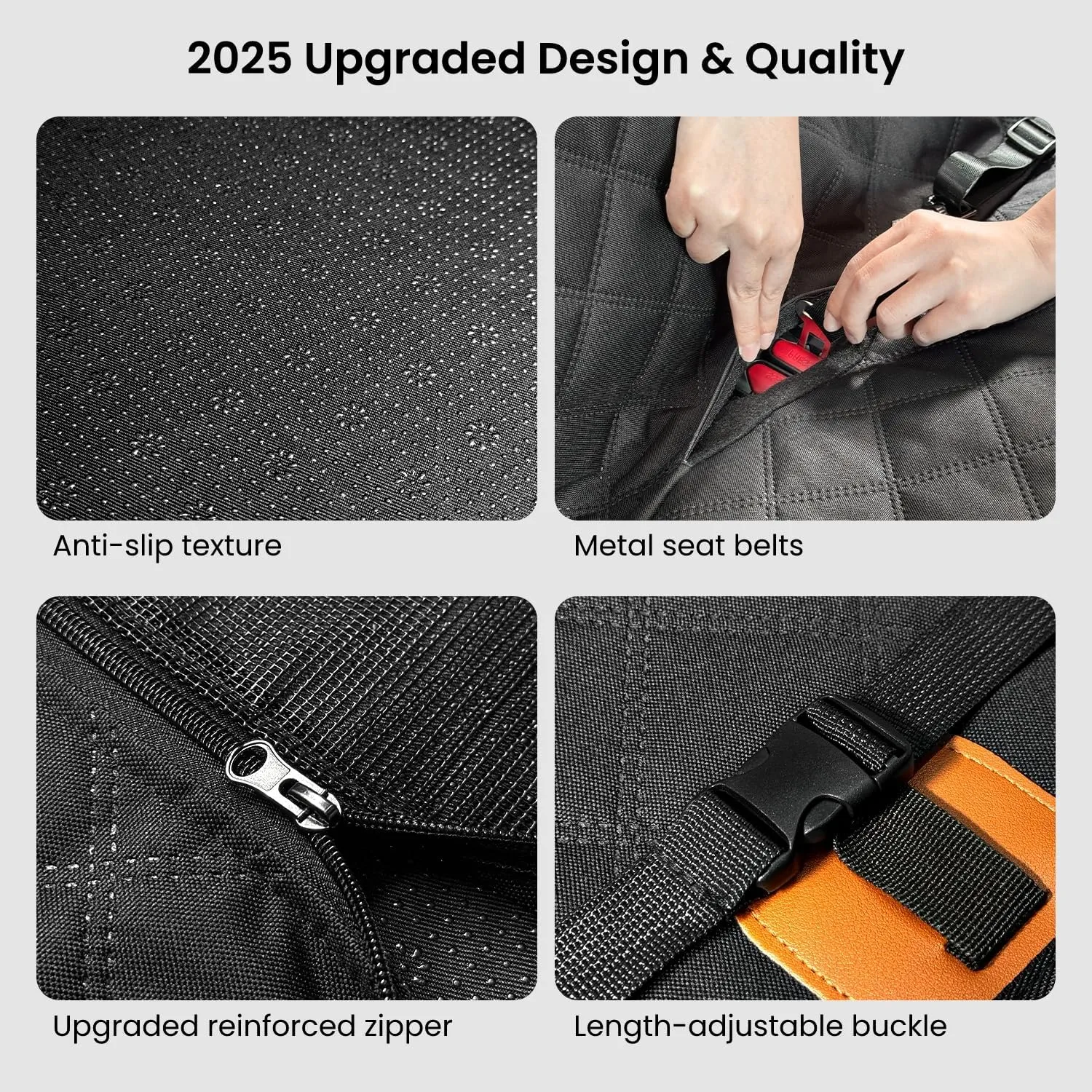REEVAA Dog Truck Seat Cover for Back Seat, Hard Bottom Dog Hammock for Car, Pet Bed Extender for 2-4 Large Dogs, Waterproof Seat Protector, Universal XL Size Fits for Crew Cab Truck/SUV, Black Orange