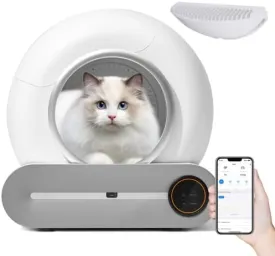 Self-Cleaning Cat Litter Box, Litter Robot for Multiple Cats,Safe/APP Control Litter Boxs Support 2.4G WiFi,and Large Wastes Bin Capacity, Smart Automatic Cats Litter Box with Liner