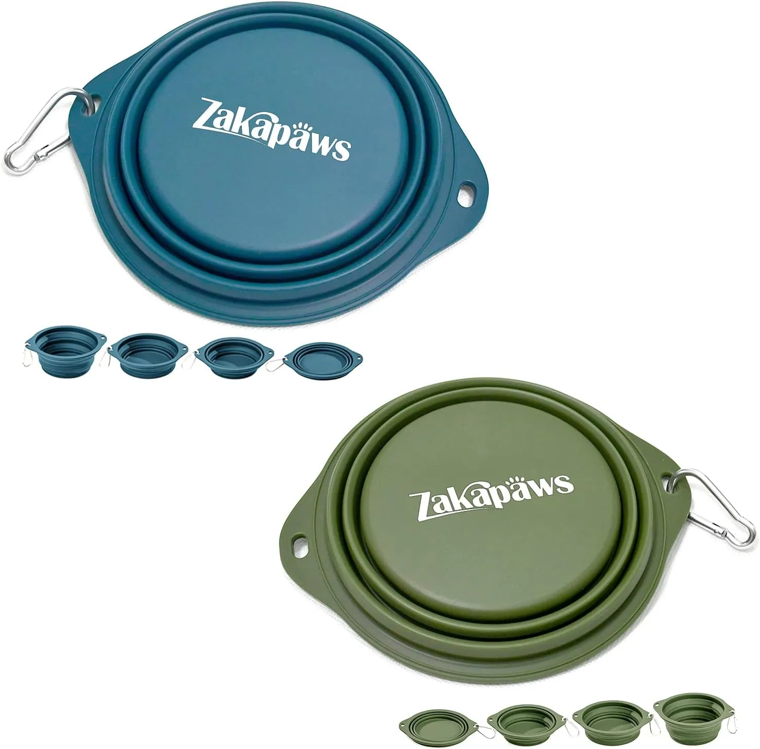 Silicone Dog Travel Bowl, 2 Pack Collapsible Pet Bowl, Foldable No Plastic Rim Pet Feeding Bowls, No Spill Water Cup for Pet